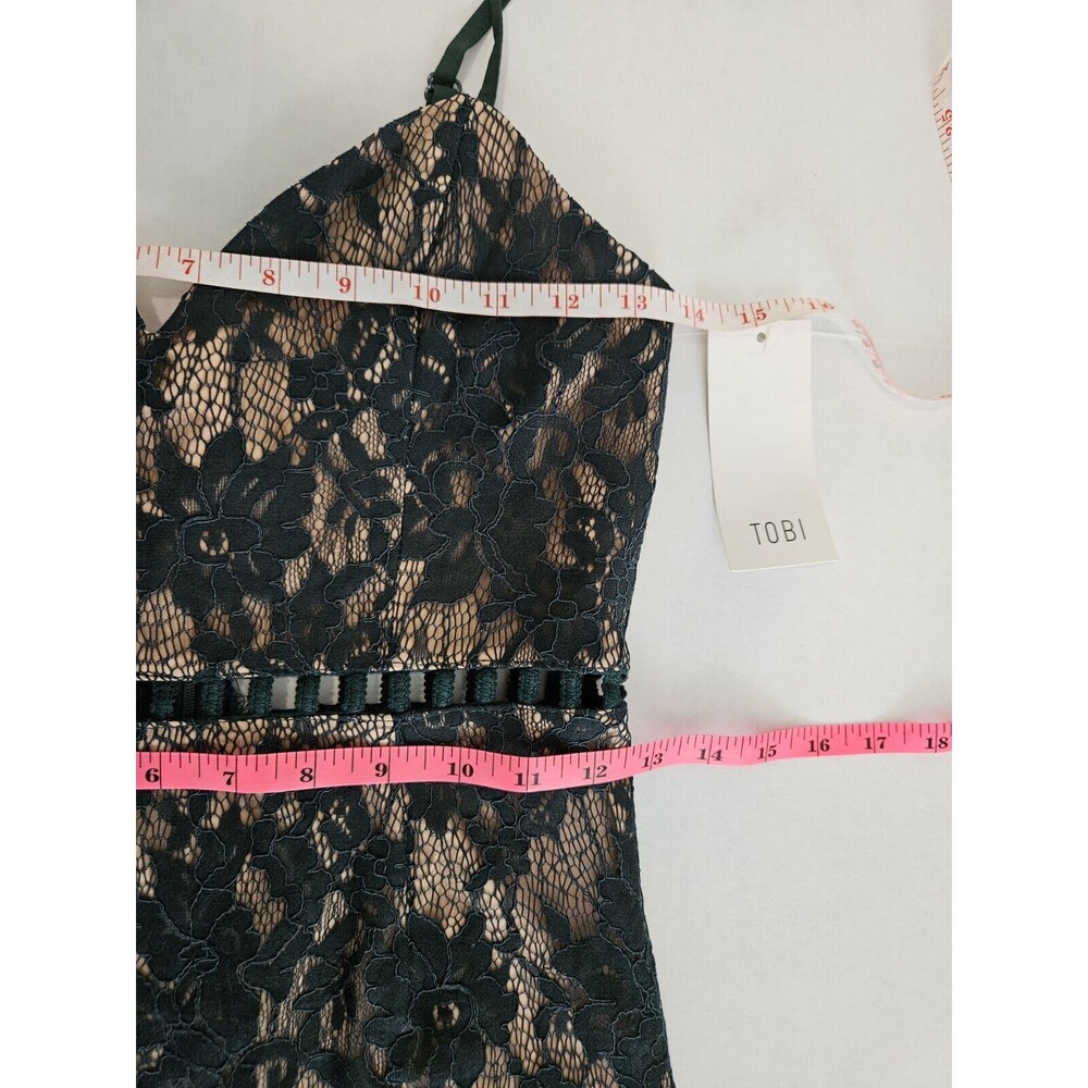 Tobi Emerald Green Lace Mini Dress Adjustable Straps Lined Size XS - Picture 9 of 10